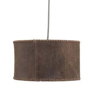 PTMD Chester Bruin ronde leren plafond lamp 30x30x17