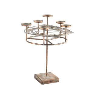 PTMD Bence Gold metalen meervoudige kandelaar rond